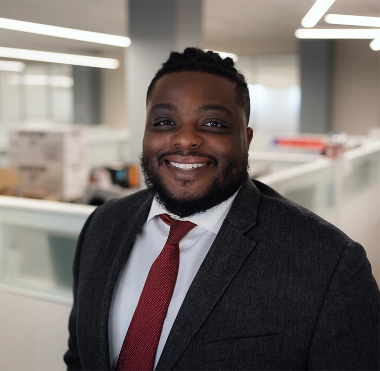 Smilling black man manger in office