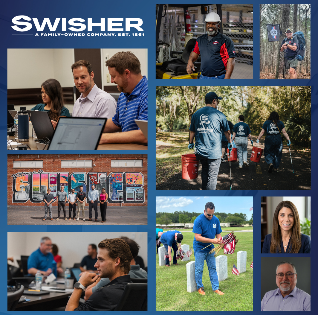 Diverse collage of Swisher’s employees